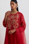 Shop One Not Two Red Silk Organza Sequins Scalloped Edges Cheenta Dupatta at Aza Fashions Shop_One Not Two_Red Silk Organza Sequins Scalloped Edges Cheenta Dupatta _at_Aza_Fashions