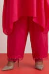Shop_One Not Two_Fuchsia Silk Embroidery, Sequins, Beads, Crushed Floral Kaftan And Pant Set _Online_at_Aza_Fashions