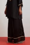Shop_One Not Two_Black Silk Sequins, Beads, Crystals, Rose Garland Short Kurta And Pant Set _Online_at_Aza_Fashions