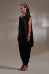 Buy_Aseem Kapoor_Black Silk Embroidery High Neck Rasa Drop Shoulder Dress _Online_at_Aza_Fashions