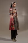 Aseem Kapoor_Red Twill, Crinkle, Silk, Satin Embroidery, Dariya Jacket And Draped Skirt Set _at_Aza_Fashions