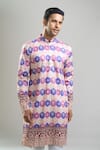 Arihant Rai Sinha_Cream Cotton, Polyester, Viscose Geometric Print Thread And Kurta Set _at_Aza_Fashions