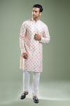 Buy_Arihant Rai Sinha_Cream Cotton Embroidery, Sequins, Metallic Thread Geometric And Kurta Set _at_Aza_Fashions
