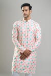 Arihant Rai Sinha_Cream Cotton Embroidery, Sequins, Metallic Thread Geometric And Kurta Set _at_Aza_Fashions