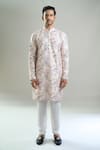 Arihant Rai Sinha_Cream Cotton, Viscose, Polyester Embroidery, Geometric Thread And Kurta Set _at_Aza_Fashions