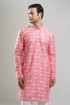 Arihant Rai Sinha_Pink Cotton, Polyester, Viscose Embroidery, Sequins, Metallic And Kurta Set _at_Aza_Fashions