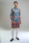 Buy_Arihant Rai Sinha_Blue Cotton, Polyester, Viscose Embroidery, Sequins, Metallic And Kurta Set _Online_at_Aza_Fashions
