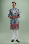 Buy_Arihant Rai Sinha_Blue Cotton, Polyester, Viscose Embroidery, Sequins, Metallic And Kurta Set _at_Aza_Fashions