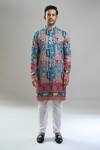 Buy_Arihant Rai Sinha_Blue Cotton, Polyester, Viscose Embroidery, Sequins, Metallic And Kurta Set 