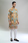 Shop_Arihant Rai Sinha_Green Cotton, Viscose, Polyester Embroidery, Sequins, Metallic And Kurta Set _Online_at_Aza_Fashions