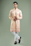 Buy_Arihant Rai Sinha_Cream Cotton Embroidery, Sequins, Metallic Thread Kurta And Churidar Set _at_Aza_Fashions