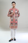 Shop_Arihant Rai Sinha_Orange Cotton, Viscose, Polyester Geometric Pattern Thread And Kurta Set _Online_at_Aza_Fashions