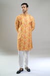 Arihant Rai Sinha_Yellow Cotton, Polyester, Viscose Embroidery, Sequins, Tropical And Kurta Set _at_Aza_Fashions