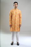 Buy_Arihant Rai Sinha_Yellow Cotton, Polyester, Viscose Embroidery, Sequins, Tropical And Kurta Set 