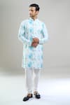 Buy_Arihant Rai Sinha_Blue Cotton, Polyester, Viscose Embroidery, Sequins, Metallic Pattern Kurta Set _Online_at_Aza_Fashions