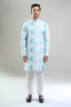 Arihant Rai Sinha_Blue Cotton, Polyester, Viscose Embroidery, Sequins, Metallic Pattern Kurta Set _at_Aza_Fashions