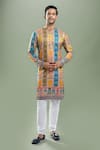 Buy_Arihant Rai Sinha_Multi Color Cotton, Polyester, Viscose Geometric Floral Thread And Kurta Set _at_Aza_Fashions