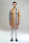 Arihant Rai Sinha_Multi Color Cotton, Polyester, Viscose Geometric Floral Thread And Kurta Set _at_Aza_Fashions