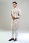 Buy_Arihant Rai Sinha_Green Cotton, Polyester, Viscose Embroidery, Geometric Thread And Kurta Set _Online_at_Aza_Fashions