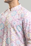 Buy_Arihant Rai Sinha_Cream Cotton, Polyester, Viscose Embroidery, Sequins, Geometric And Kurta Set _Online_at_Aza_Fashions