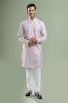 Buy_Arihant Rai Sinha_Cream Cotton, Polyester, Viscose Embroidery, Sequins, Geometric And Kurta Set _at_Aza_Fashions