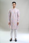Buy_Arihant Rai Sinha_Cream Cotton, Polyester, Viscose Embroidery, Sequins, Geometric And Kurta Set 