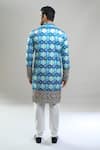 Shop_Arihant Rai Sinha_Blue Cotton, Polyester, Viscose Geometric Hexagon Thread And Kurta Set _at_Aza_Fashions