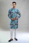 Arihant Rai Sinha_Blue Cotton, Polyester, Viscose Embroidery, Sequins, Metallic And Kurta Set _Online_at_Aza_Fashions