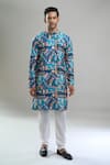 Buy_Arihant Rai Sinha_Blue Cotton, Polyester, Viscose Embroidery, Sequins, Metallic And Kurta Set _Online_at_Aza_Fashions