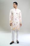 Arihant Rai Sinha_Cream Cotton, Viscose, Polyester Embroidery, Sequins Thread And Kurta Set _at_Aza_Fashions