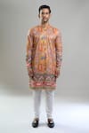 Arihant Rai Sinha_Orange Cotton, Viscose, Polyester Embroidery, Sequins Thread And Kurta Set _Online_at_Aza_Fashions
