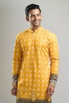 Arihant Rai Sinha Yellow Cotton, Polyester, Viscose Embroidery, Sequins Thread And Kurta Set Online at Aza Fashions Arihant Rai Sinha_Yellow Cotton, Polyester, Viscose Embroidery, Sequins Thread And Kurta Set _Online_at_Aza_Fashions