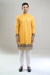 Arihant Rai Sinha Yellow Cotton, Polyester, Viscose Embroidery, Sequins Thread And Kurta Set at Aza Fashions Arihant Rai Sinha_Yellow Cotton, Polyester, Viscose Embroidery, Sequins Thread And Kurta Set _at_Aza_Fashions