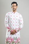 Arihant Rai Sinha_Multi Color Cotton Embroidery, Sequins, Metallic Palm Tree Kurta And Churidar Set _Online_at_Aza_Fashions
