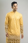 Arihant Rai Sinha_Yellow Cotton, Viscose, Polyester Embroidery, Sequins, Metallic And Kurta Set _at_Aza_Fashions