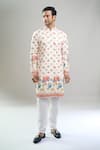 Arihant Rai Sinha_Cream Cotton Embroidery, Sequins Thread And Kurta & Churidar Set _Online_at_Aza_Fashions
