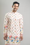 Arihant Rai Sinha_Cream Cotton Embroidery, Sequins Thread And Kurta & Churidar Set _at_Aza_Fashions