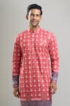 Buy_Arihant Rai Sinha_Red Cotton, Polyester, Viscose Embroidery, Sequins Thread And Kurta Set _Online_at_Aza_Fashions