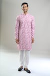 Arihant Rai Sinha_Purple Cotton Embroidery, Sequins, Metallic Thread And Floral Kurta Set _Online_at_Aza_Fashions
