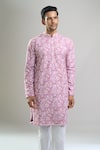 Arihant Rai Sinha_Purple Cotton Embroidery, Sequins, Metallic Thread And Floral Kurta Set _at_Aza_Fashions
