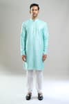 Arihant Rai Sinha_Aqua Cotton, Polyester, Viscose Embroidery, Sequins Thread And Kurta Set _Online_at_Aza_Fashions