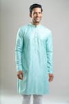 Shop_Arihant Rai Sinha_Aqua Cotton, Polyester, Viscose Embroidery, Sequins Thread And Kurta Set _Online_at_Aza_Fashions