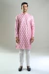 Arihant Rai Sinha_Pink Cotton, Viscose, Polyester Embroidery, Sequins, Kurta And Churidar Set _Online_at_Aza_Fashions