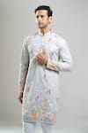 Arihant Rai Sinha_Green Cotton, Viscose Embroidery, Sequins Thread And Kurta Set _at_Aza_Fashions