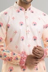 Arihant Rai Sinha_Peach Cotton, Viscose, Polyester Embroidery, Sequins Floral Thread And Kurta Set _Online_at_Aza_Fashions