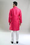 Shop_Arihant Rai Sinha_Fuchsia Silk, Viscose, Polyester Printed Patta Blend Kurta And Churidar Set _at_Aza_Fashions