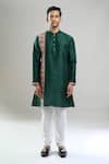 Buy_Arihant Rai Sinha_Green Silk Printed Patta Blend Kurta And Churidar Set _Online_at_Aza_Fashions