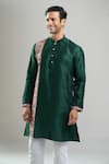 Arihant Rai Sinha_Green Silk Printed Patta Blend Kurta And Churidar Set _at_Aza_Fashions
