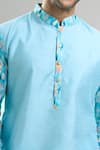 Shop_Arihant Rai Sinha_Blue Silk, Polyester, Viscose Printed Patta Kurta And Churidar Set _Online_at_Aza_Fashions