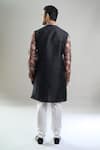 Shop_Arihant Rai Sinha_Black Silk, Polyester, Viscose Printed Patta Blend Kurta And Churidar Set _at_Aza_Fashions